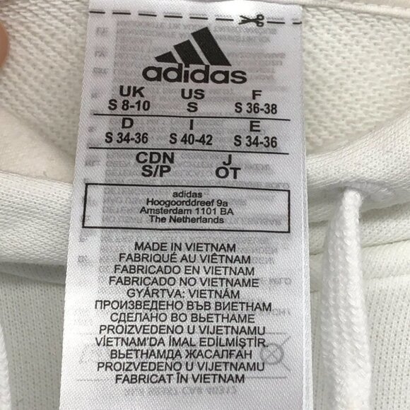adidas White Essentials 3-stripes French Terry Crop Hoodie size S - Picture 5 of 16